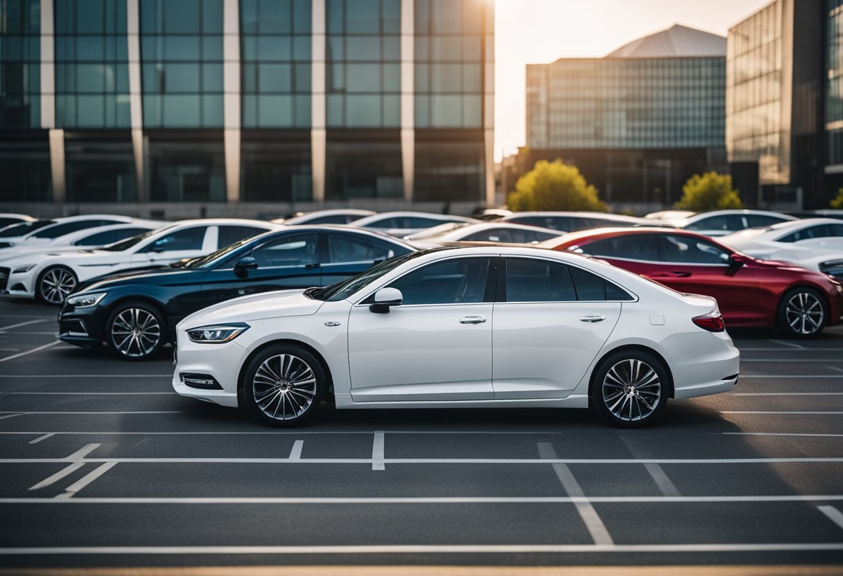 A lineup of popular sedans compared in a test, with charts and data displayed