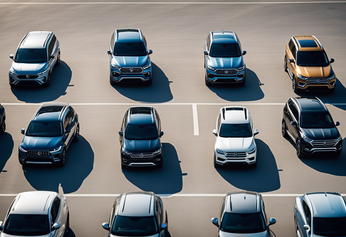 A line-up of top-selling SUVs being evaluated in a market trend analysis