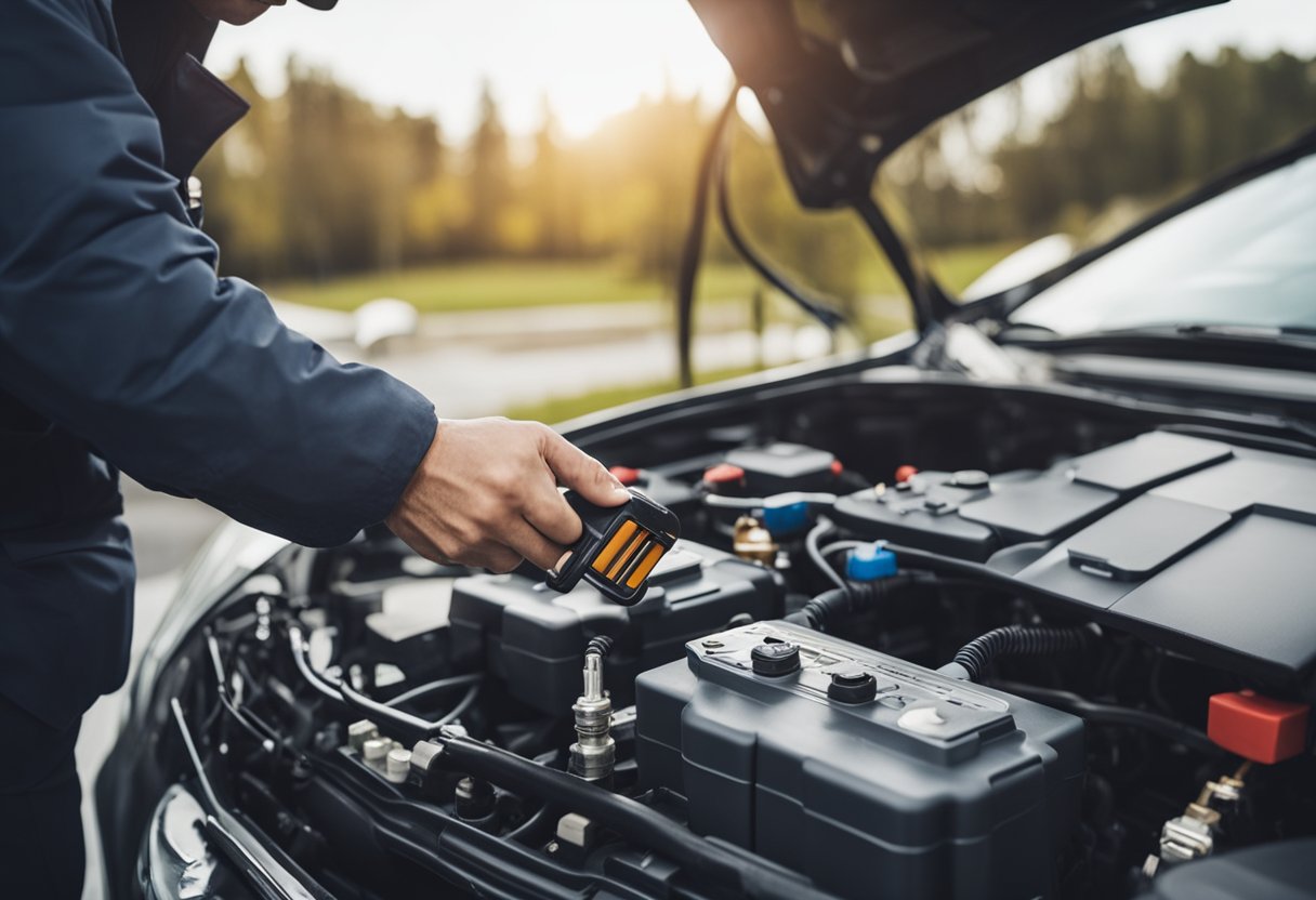 A car battery and electrical system being checked and serviced in preparation for winter