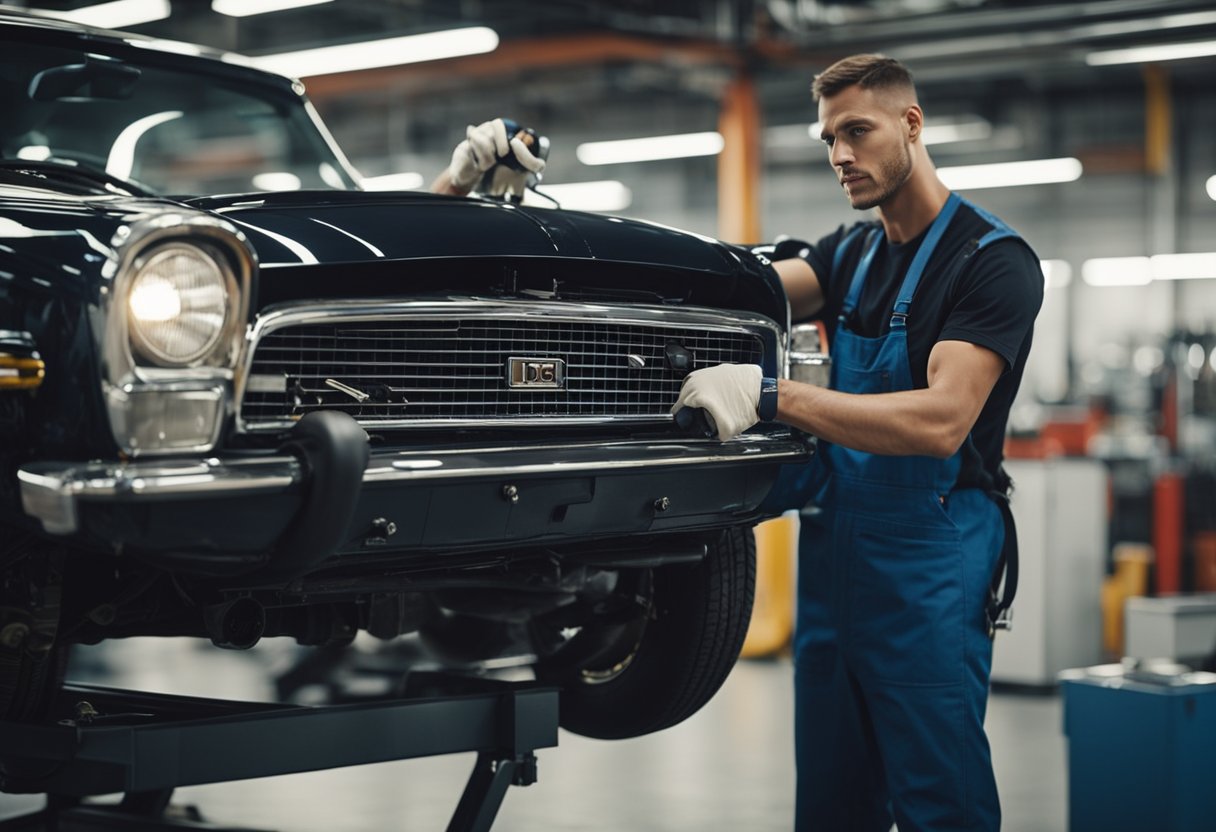 A mechanic carefully cleans and inspects a car engine, emphasizing essential care