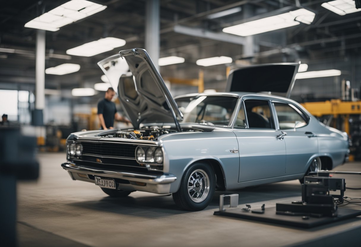 An old car being transformed into a modern machine through evaluation and planning