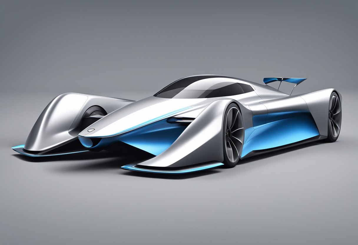 Sleek, aerodynamic vehicle with lightweight materials. Emphasis on fuel efficiency innovations